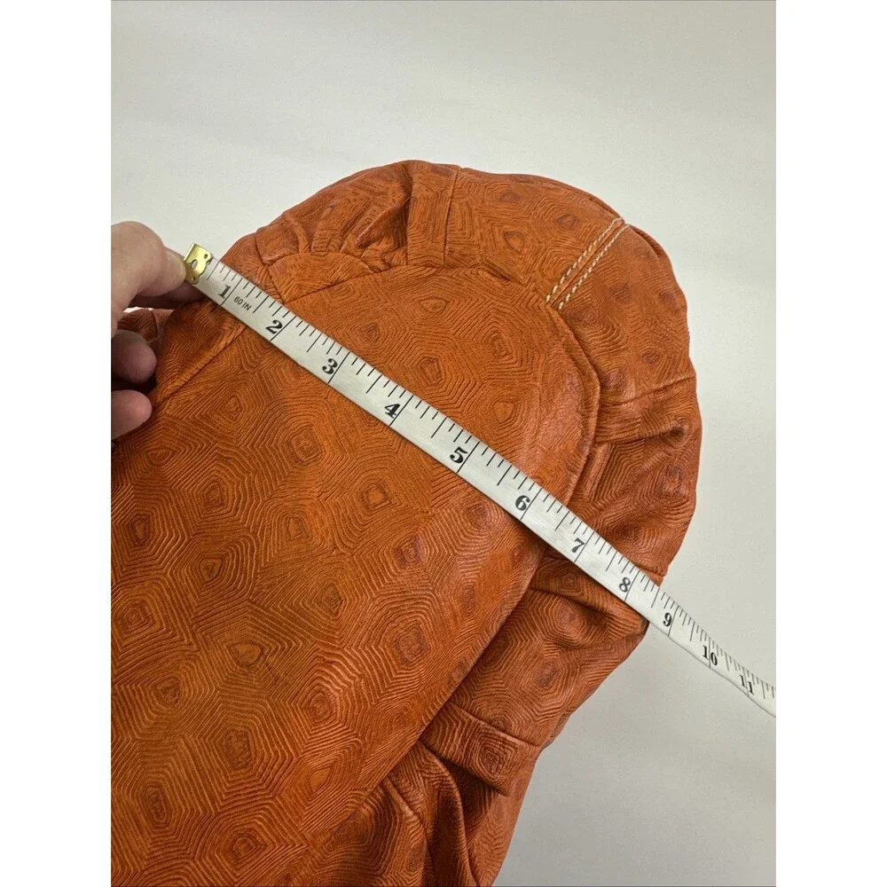 David And Scotti Handbag Double Shoulder Straps Orange Leather Printed Medium